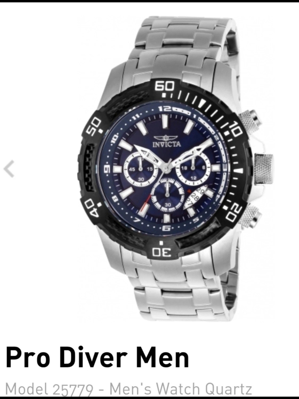 Invicta Silver Pro Diver Caseback with Engraved Logo